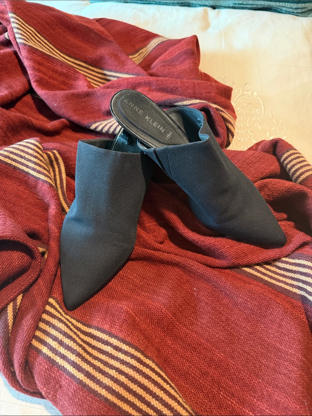 Anne Klein Black Pointed Toe Mule - Sleek Slip-On Women’s Shoe